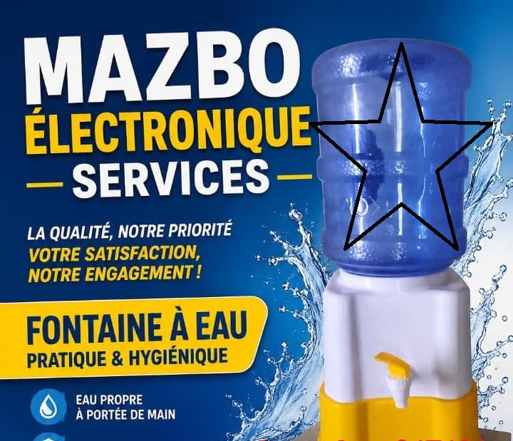 PACK 4 EAU ET 1 POMPE RECHARGEABLE 12500 FC OU AVEC ROBINET 16000 FC