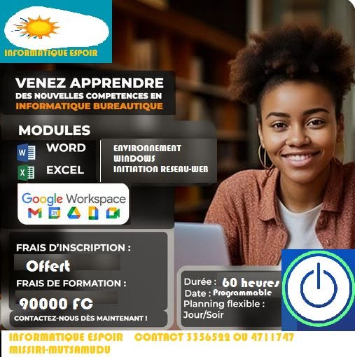 FORMATION EN GOOGLE WORLD PLACE WORD EXCEL ET INTERNET...